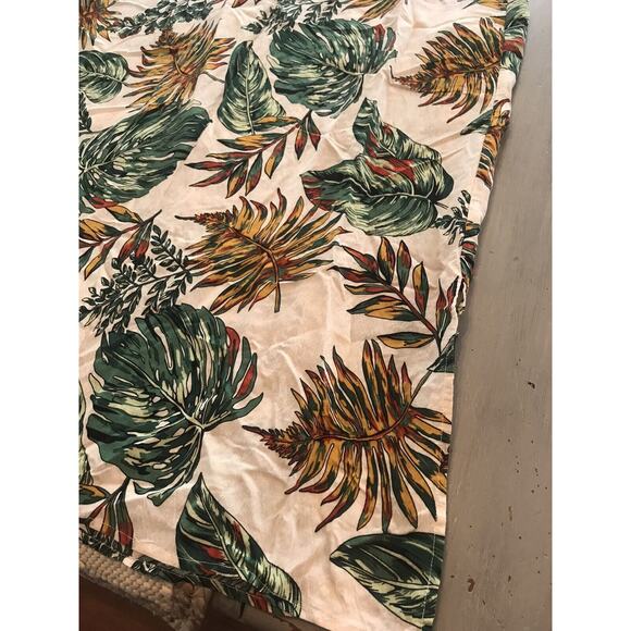 Yumi Day White Green Yellow Tropical Leaves Sun Midi Dress Cover Up Womens Sz L - Picture 2 of 11